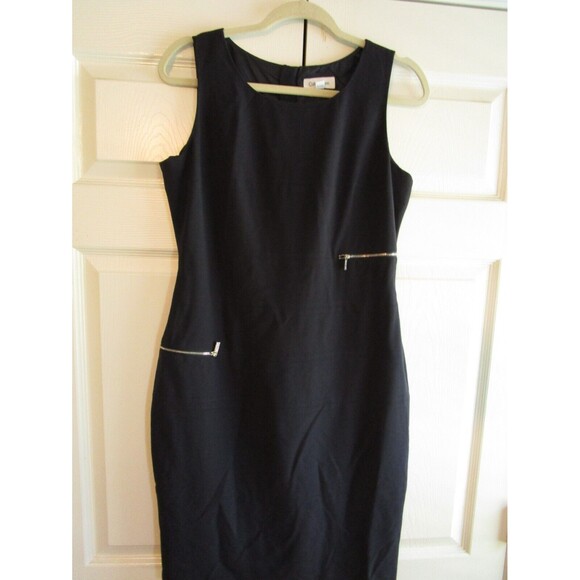Calvin Klein Womens Dress Size 8 Black Sheath Zipper Classic Y2k Vintage - Picture 1 of 10